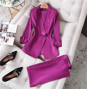 Summer Autumn Women Pant Two-Piece Suit Purple Blazer Jacket and Pants Suit Ice Wear Ladies Suits Female Set Size S-4XL 2111188960682