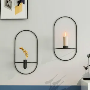 Ljushållare 3D metallhållare geometrisk ljusstake väggmonterade hantverk bröllop bord hem deco fest festival dekoration gåvor