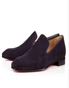 브랜드 레드 S 로퍼 럭셔리 파티 웨딩 신발 디자이너 검은 특허 가죽 스웨이드 드레스 신발 남성용 아파트 9172106
