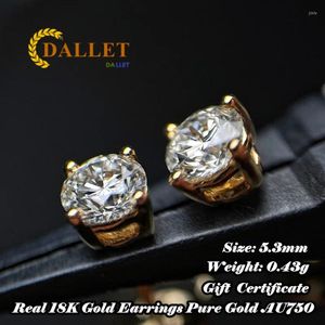 Kolczyki stadnowe Dallet Real Gold Diamond 18K Moissanite AU750 Męskie i damskie moda luksusowa butikowa oryginalna biżuteria