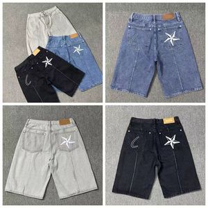 jeans Men's jeans shorts Designer embroidered five-pointed star casual wash jeans shorts