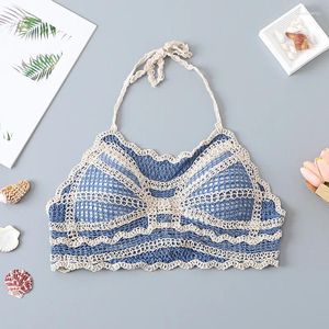 Women's Tanks Bohemian Crochet Halter Camis Hollow Out Suspender Vest Bikini Swimsuit Wear Sexy Backless Top Beach Women