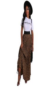 New Arrivals White T Shirt Leopard Skirt Fashion Women Two Pieces Outfits O Neck Short Sleeves Tees Pleats A line Skirt Casual W4078675