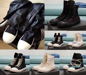 Rick Boots Designer Owen Canvas High Top Shoes Plataforma Bott Homens Mulheres sapatos Black Lace Up Booties8536511