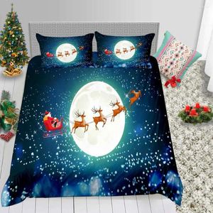 Sängkläder sätter god jul jultomten set täcke täcke Twin full queen size semester gåvor lakan