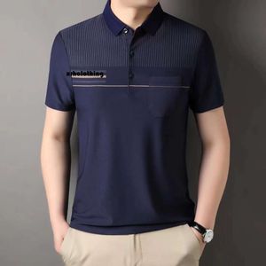 Herrendesigner T-Shirt True Pocket Silk Baumwollhautfreunde atmungsaktive antibakterielle T-Shirt für Männer Polo kurzärmelige leichte Luxus-Freizeitsport-T-Shirt