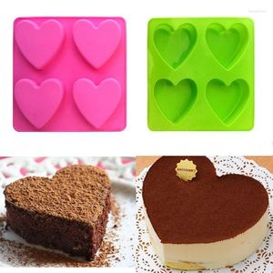 Baking Moulds JX-LCLYL 4-cell Love Heart Silicone Fondant Mold Cake Chocolate Soap DIY Mould