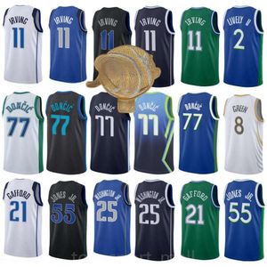 Печатный баскетбол Kyrie Irving Jerseys 11 Luka Doncic 77 25 PJ 21 Daniel Gafford 55 Derrick Jones Jron