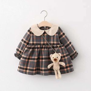 2PCS Girl Clothes Autumn Winter Corduroy Sweet And Cute Princess Thick Warm Baby Dress With Bag L2405