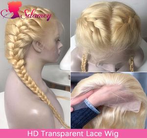 WIGS HD Blonde transparente 13x4 13x6 Frente de renda Humano Brasileiro 4x4 Fechar perucas de cabelo humano reto 613 borda frontal wig5793678