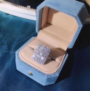 Bringling Luksusowa biżuteria Unikalna drobna biżuteria 925 srebrna srebrna pełna księżniczka Cut White Topaz CZ Diamond Women Wedding Rada Rin9172952