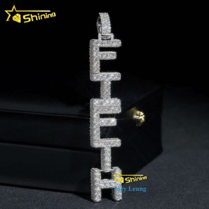 Anpassad isad fina smycken 925 Sterling Silver Gold Plating VVS Diamond Necklace Letter Namn Moissanite Pendant Hiphop