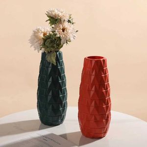 花瓶プラスチック製の花の花瓶ファッション模倣セラミックノルディックスタイルのフラワーアレンジメントモダン反秋の植木鉢の家の飾り