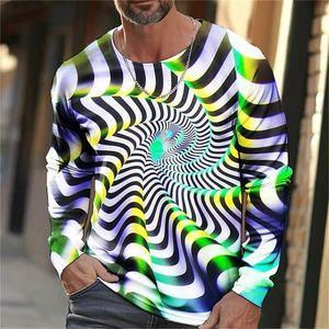 Men's T-Shirts Mens T Shirt Tee Graphic Geometic Crew Neck Clothing Apparel 3D Print Outdoor Daily Long Sleeve T-shirt Print Vintage Fashion z240531