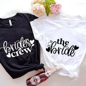 Women's T Shirts Team Bride Squad T-Shirt The Brides Crew Women Clothing Hen Party Tops Short Sleeved Tees Friends Bridal Shower Wedding