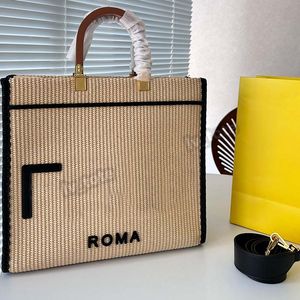 Women's Designer Raffias Roll Large Tote Bag Fashion Luxury Handbag High Quality Shoulder Beach Bags lady Wallet 36cm