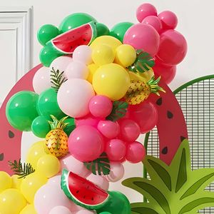 120 st, tropisk ballongkransbåge, Hawaiian Beach Summer Party Decorations, Flamingo Ananasballonger