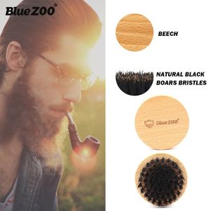 Bluezoo makeup Round beech hair beard brush men care Anti Static Mustache Comb Wholesale Hairdressing Styling Beard Comb