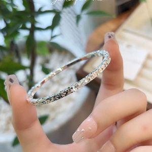 Three sided crushed ice and ice full silver 9999 sterling silver bracelet with niche design, solid silver bracelet, internet famous new bracelet gift