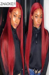 Red Lace Fronteiro Cabelo Humano Perucas de cabelo humano vermelho 99J 360 Peruca frontal de renda pré -arrancada perucas de cabelo humano de renda inteira colorida8406541775