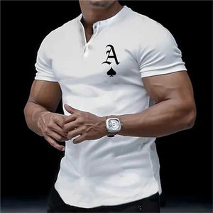 Men's T-Shirts Mens Vintage Spades A 3D Printed Vintage Mens T-Shirt Short Sleeve Button-Down Shirt Plus Street Casual Summer Polo Shirt z240531