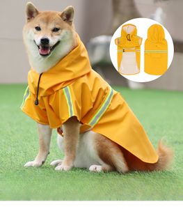 Waterproof Shiba Inu durable big dog poncho Gold fur easy to clean reflective dog raincoat Labrador wear resistant pet clothing