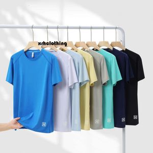 t shirt men New summer printed ice silk t-shirt for sports leisure, customized fitness and breathable short sleeved men's outdoor quick drying clothes
