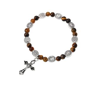 Tiger Eye Stone Cross Vintage Fashion Hand Decor Obsidian New Hand Chain Alloy Hand Chain Beaded ZZ