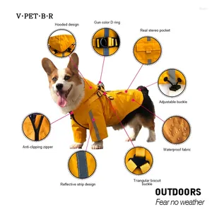 Dog Apparel Multi Colors Raincoat With Chest And Back Harmess One Piece Fashion Pet Reflective Small Clothes