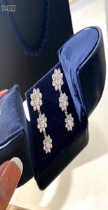 Luxury Brand Designer Copper With White Gold Three pcs Full Flower Zircon Charm Dangle Earrings For Wedding Women Jewelry4402358