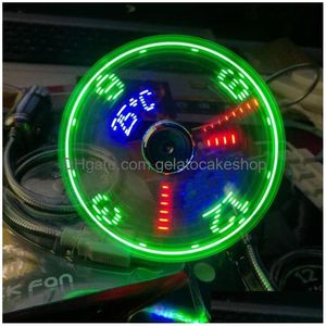 Other Home Garden Usb Gadgets Clock Fans Time And Temperature Display Small Night Light Metal Mini Fan Summer Dc 5V By Laptop Mobi Dhnmt