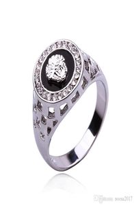 Anel de luxo de jóias de moda O presente para o noivado Lion Head Logo com diamante Sliver 18K Men039s Ring inteiro tcheco zir2078020