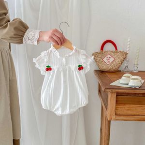 ROMPERS Baby Girl Strampler schöne Kirsche Sommer Kurzarm Baby Onesies Neugeborene süße Prinzessin Jumpsuit Y240530CVL3