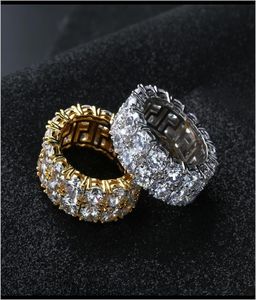 Med sidonsten lyxdesigner Mens Rings Hip Hop Jewelry Iced Out Diamond Ring Wedding Engagement Gold Sier Finger Char1320805