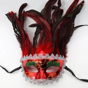 Zapasy imprezowe pióra maskaradowe maska ​​z piórkami Halloween Carnival Venetian Wedding Murs Mardi Gras Maski