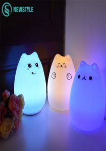 Silikon Touch -sensor Led Night Light for Children Baby Kids 7 Colors 2 Modes Cat LED USB LED Night Lamp6941604