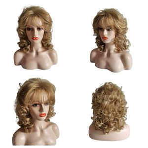 Blond hår peruk för kvinnor som mänskligt hår syntetiskt värmebeständigt naturlig alf halloween daglig fiber spets peruk bpfkq