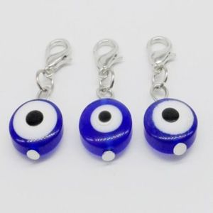 200pcs Turkish Blue Evil Eye Charms Lobster Zamknięcie Charki do biżuterii Making 32x11mm 281m