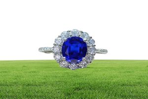 Knriquen 100 srebrne srebro stworzyło Moissanite Royal Blue Sapphire kamień szlachetny impreza zaręczynowa Women039s Pierścień Fine Jewe99411040688