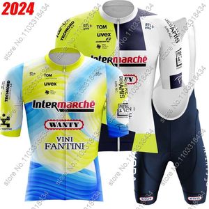 فريق Wanty 2024 ركوب الدراجات القميص مجموعة قصيرة الأكمام Biniam Girmay Belgium Clothing Bike Suit Suit Bicycle Bib Shorts L2405
