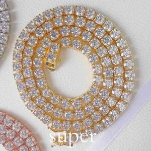 Mode smycken hiphop halsband passera diamant testare 5mm vvs moissanite is ut tenniskedja för män kvinnor 7b1