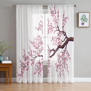 Gardinrosa körsbärsblommor blomma japan ren gardiner för vardagsrum dekoration fönster kök tyll voile organza