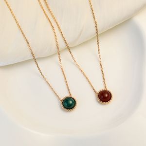V Gold Plated Perleet Round Necklace Natural Stone Set High Luxury Brand Necklace