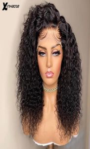 Brasiliansk 13x4 spets frontala mänskliga hår peruker med baby 250 densitet kinky curly 4x4 5x5 siden basstängning för kvinnor 2106309861023