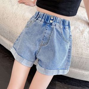 New Summer for Girls Cotton Teenage Denim Pants Fashion Children Elastic Waist Breathable Shorts Kids Clothes 8 10 12 14Y L2405