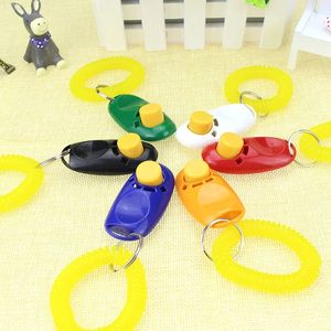 1 datorer Pet Cat Dog Training Clicker Plastic Ny Dogs Click Trainer Aid Too Justerable Wrist Strap Sound Chain Dog Whistl 2022