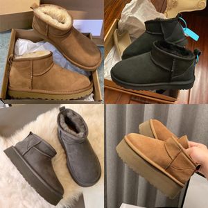 Australia buty ciepły klasyczny buty krótki przezroczysty przycisk Ultra Bow Mini Bailey Chestnut Grey Black Antilope Sand Red Burnt Cedar Natural Megnul#