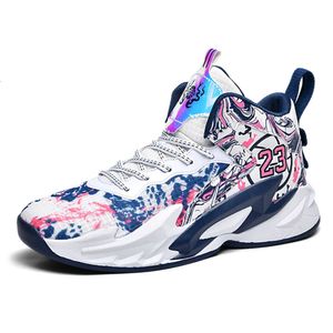 Mid Top Basketball Shoes Youth Graffiti Casual Sneakers Mens Breathable Sports Trainers