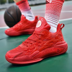 Year of Dragon Breathable Mesh Basketball Shoes Comfortable Sports Trainers Youth Women Men Red Black Yellow Sneakers