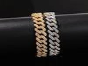 Męskie Hip Hop złota bransoletki biżuteria mrożona łańcuch bransoletki różowe złoto srebrne miami kubańskie łańcuch łańcucha linków 5715609